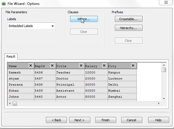 file wizard options